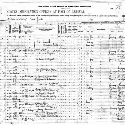 Passenger Manifest: Julius Straus, SS "Amerika" Jan. 1908