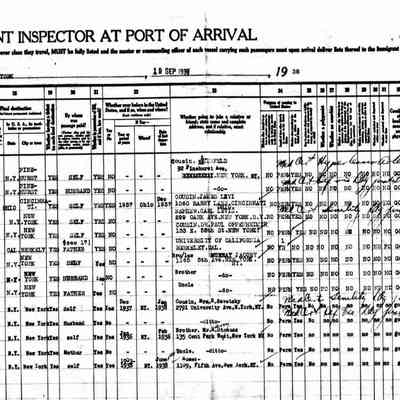 Passenger Manifest: Grete (Margareta) Baldauf, SS "Queen Mary" Sept. 14-19, 1938
