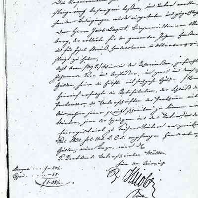 Business Paper: Begins with Auszug. Lazarus Strauss, Otterberg in mentioned. No. 146. 1831. In Old German. Not translated. Five handwritten pages.