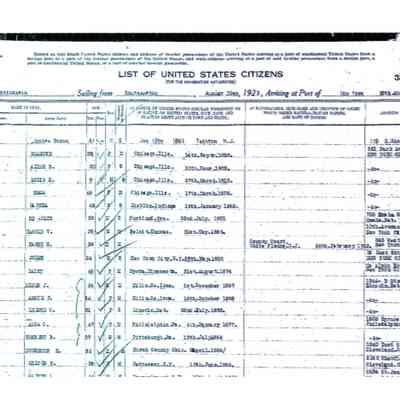 Aug. 1924: Passenger Manifest: Harry H. Straus: "SS Berengaria."