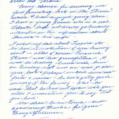 Letter: John W. Bissinger Jr., Mill Valley, CA, to Straus, Robert Kenneth, Santa Barbara, CA. 7 September 1982.