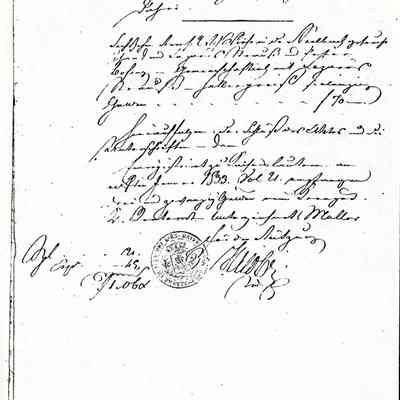 Business Paper: Auction. Isaac Strauss is mentioned. No. 6. January 1833. In Old German. Not translated. Five handwritten pages.