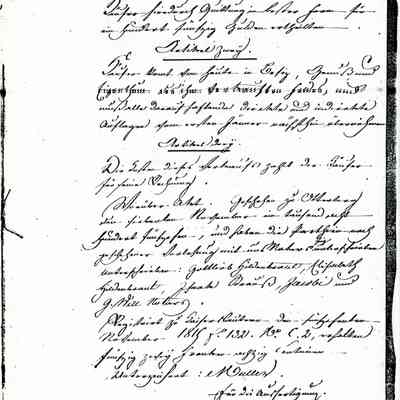 Business Paper: Gottlieb Hildebrand and his wife Elisabetha nee Hubing sold to Isaak Strauss 47 Aren (1 Ar. = 100 square meters). A description of the land is included on these pages.