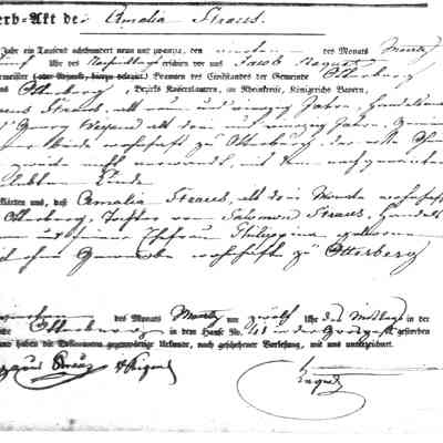 Death Record: Amalia Straus, daughter of Salomon Straus and Elisabetha Barbara Weil. 4 March 1829 in Otterberg.
