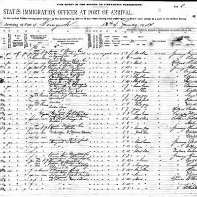 Passenger Manifest: Julius Straus, 1914.