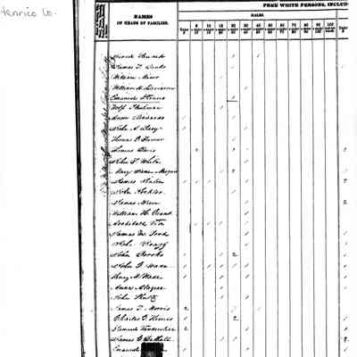 1840 Henrico County VA Census: Emanuel Straus.
