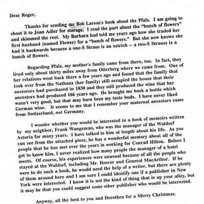 Letter from Roger W. Straus to Robert K. Straus, 1996