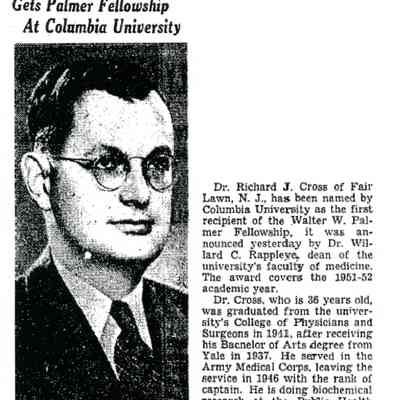 Article: "Gets Palmer Fellowship at Columbia University," The New York Times. 16 July 1951.