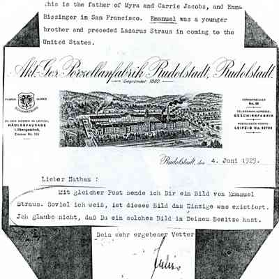 Letter to Nathan Straus from Julius Rudolstadt (June 1929)