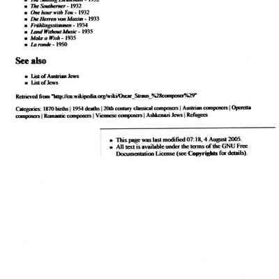 Wikipedia Article: "Oscar Straus (composer). 6 September 2005.