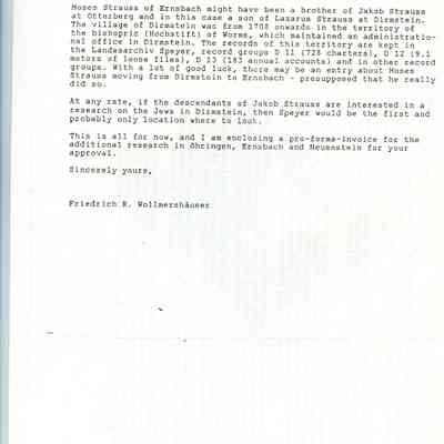 Letter from Friedrich R. Willmerhsuser to Clarisse Illes.