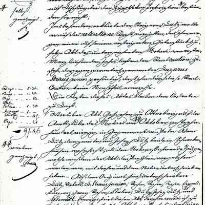 Business Paper: Im Namen Seiner Majestaet des Koenigs von Bayern, mentions Lazarus Straus junior No. 482. 4 October 1840. In Old German. Not translated. Four handwritten pages.
