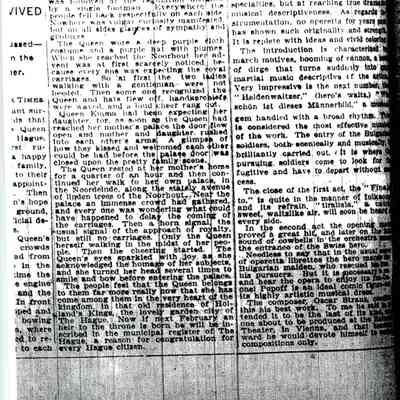 Article: "Straus Operetta Is A Hit In Vienna," 6 December 1908.