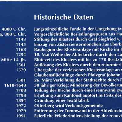 Brochure: "Historischer Stadtkern Otterberg." Lists historical sites in Otterberg on a map as well as written descriptions of each site. Source: Klaus Brantzen