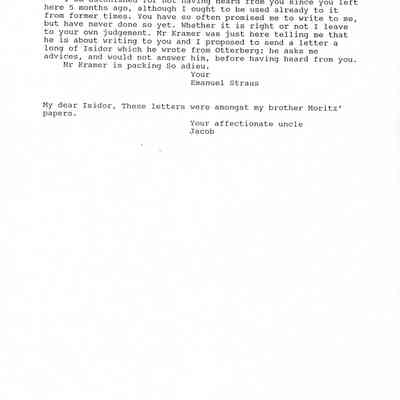 Letter from Emanuel Straus to Maurice Straus (1863)