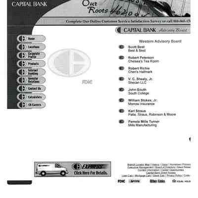 Internet Home Page: Capital Bank. One page. (Karl Srtraus)