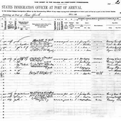 Passenger Manifest: Julius Straus, SS "Kaiser Wilhelm der Grosse," Jan. 1909.