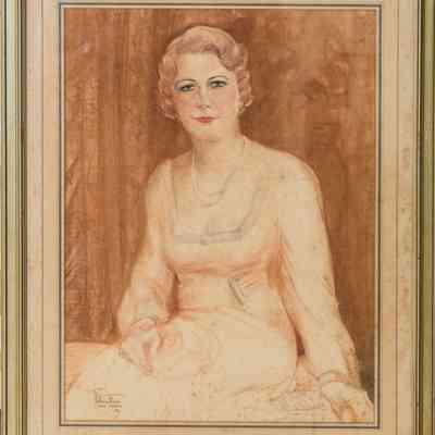Painting: Painting of Luise Carolyn Straus, 1938. Canvas: 24 5/8"H x 18 ¼"W. With Frame: 3 ½"H x 26"W.