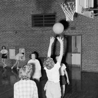 Girls playing basketball
