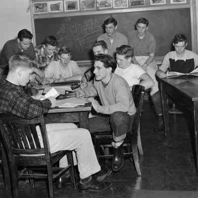 Teen boys in a classroom