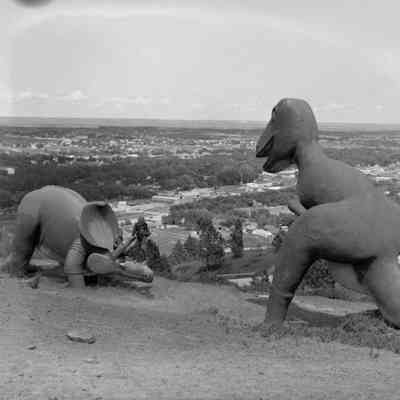 Kids on a dinosaur