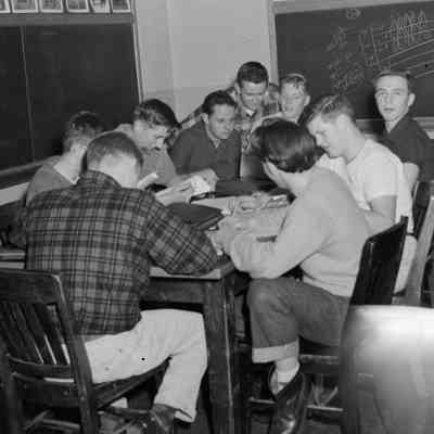 Teen boys in a classroom