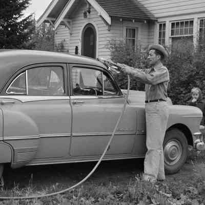 Man washing a car