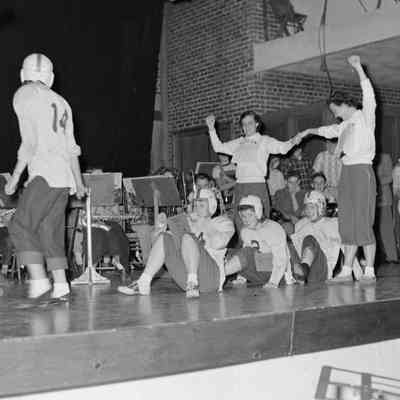 Practicing on stage