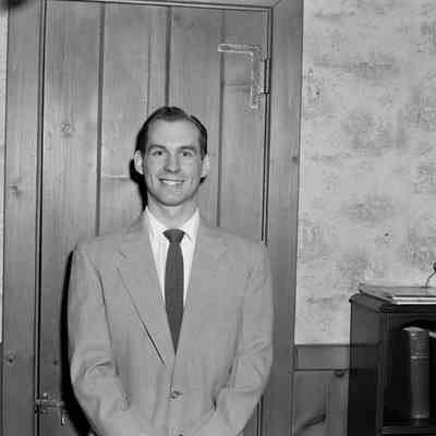 Man in front of door