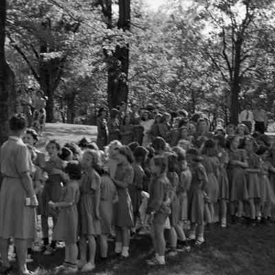 Girl Scouts in line