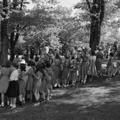 Girl Scouts in line