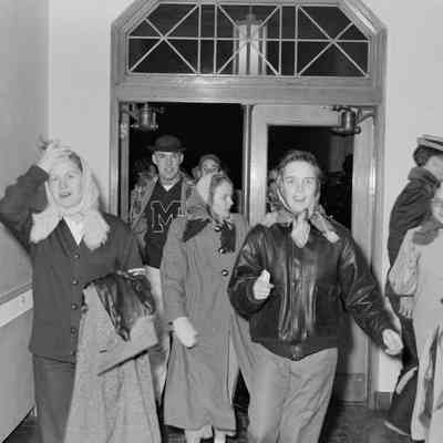 Entering the building