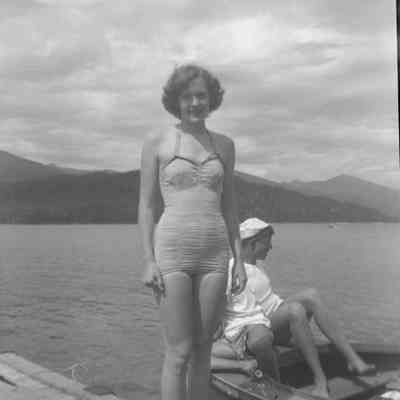 Woman in swimsuit at lake