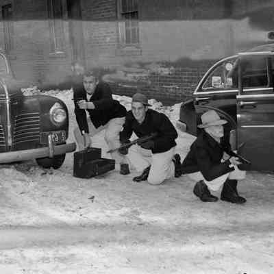 Staged gun fight