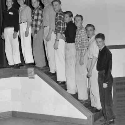 Posing on the stage stairs