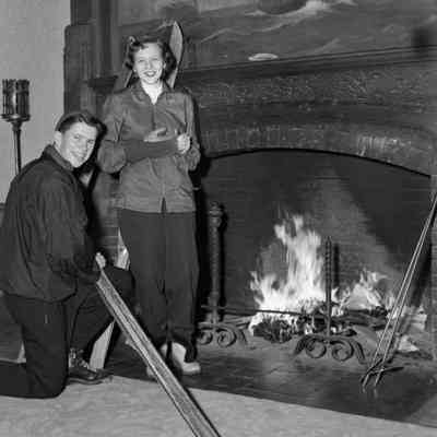 Fireplace at the ski lodge