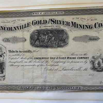 Lincolnville Gold and Silver Mining Co. Stock Certificate