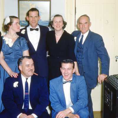 1955 - Front: Osborne Wade (Left), Lawrence Wade. Back: William Wade, Louise Wade Porter, George Porter, Ruth Wade Carver, Osborne Wade Sr.