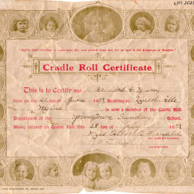 Cradle Roll Certificate