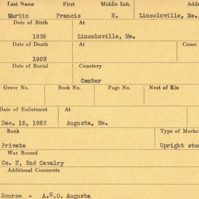 Francis H. Martin Military Records