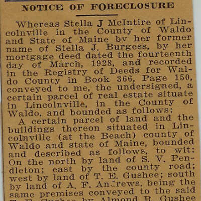 Notice of Foreclosure