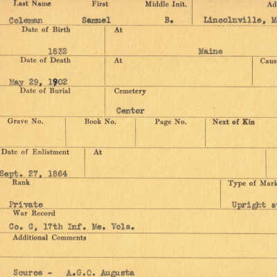 Samuel B. Coleman Military Records