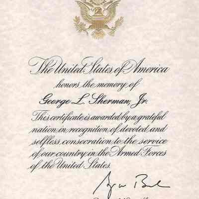 George L. Sherman Certificate of Service in Armed Forces