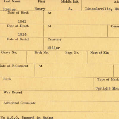 Henry A. Pierce Military Records