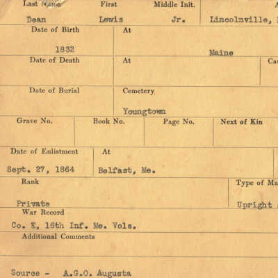 Lewis Dean Jr. Military Records