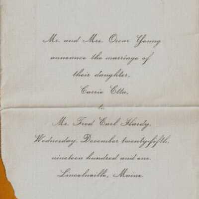 Carrie Young - Fred Hardy wedding announcement