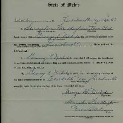 George E. Nichols oath as Constable