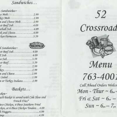 52 Crossroaods menu