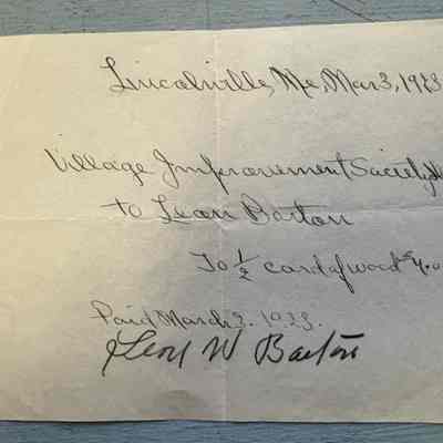 Receipt - Village Improvement Society