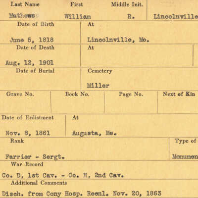 William R. Mathews Military Records